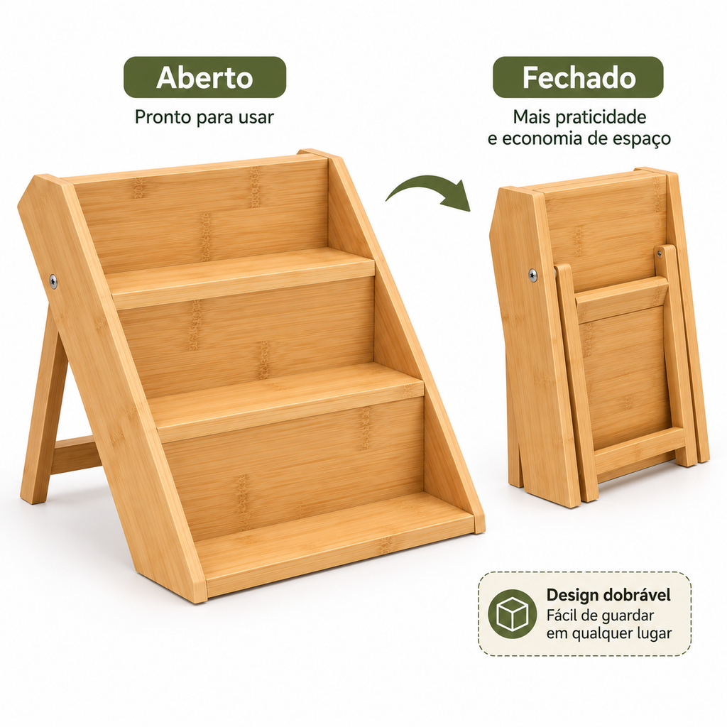 Organizador de Temperos em Bambu com 3 Andares