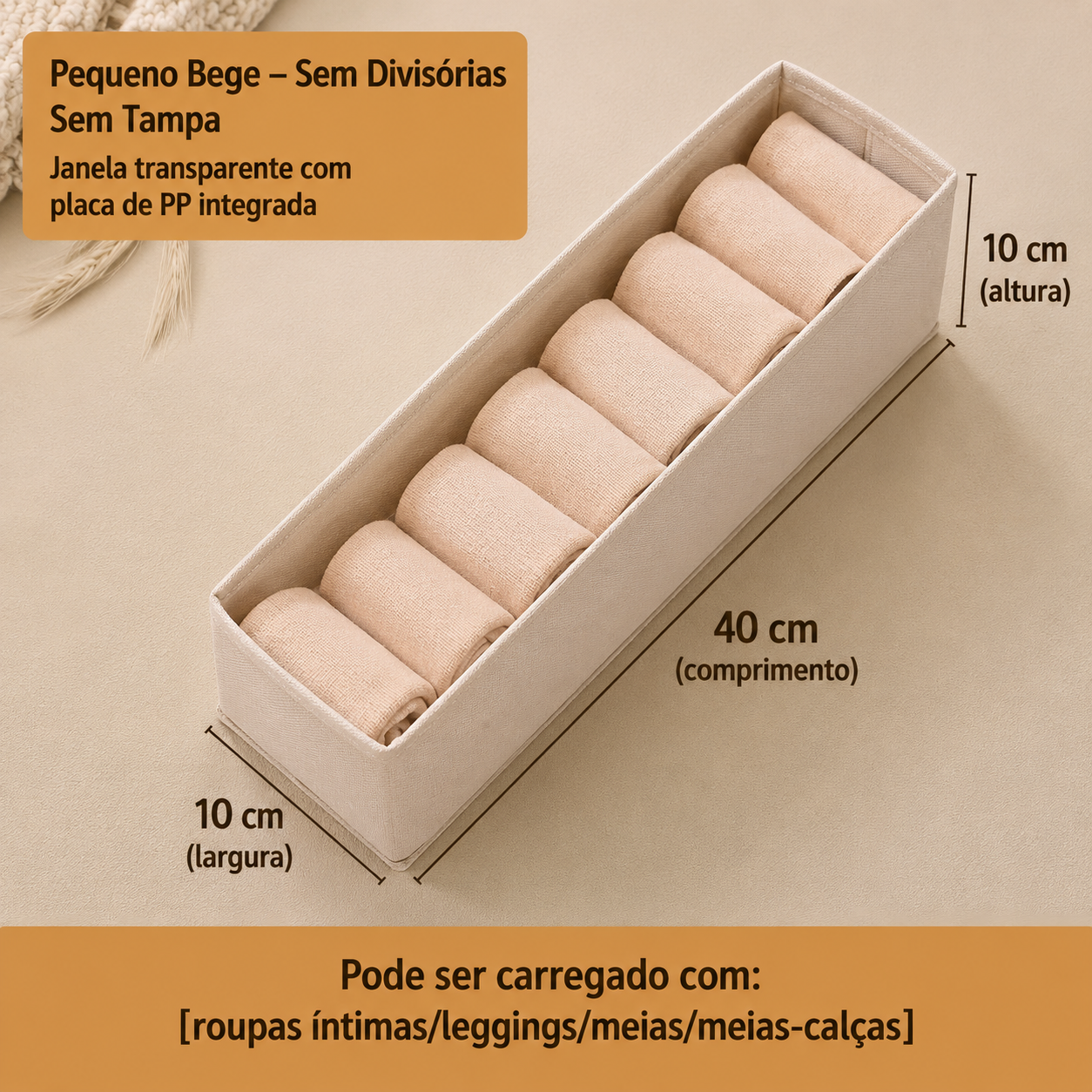 Organizador Dobrável Premium –  Tecido Linho -  Ideal para Gavetas e Guarda-Roupas