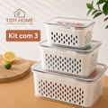 Kit 3 Pote Hermético para Frutas e Vegetais | Conservação e Organização na Geladeira