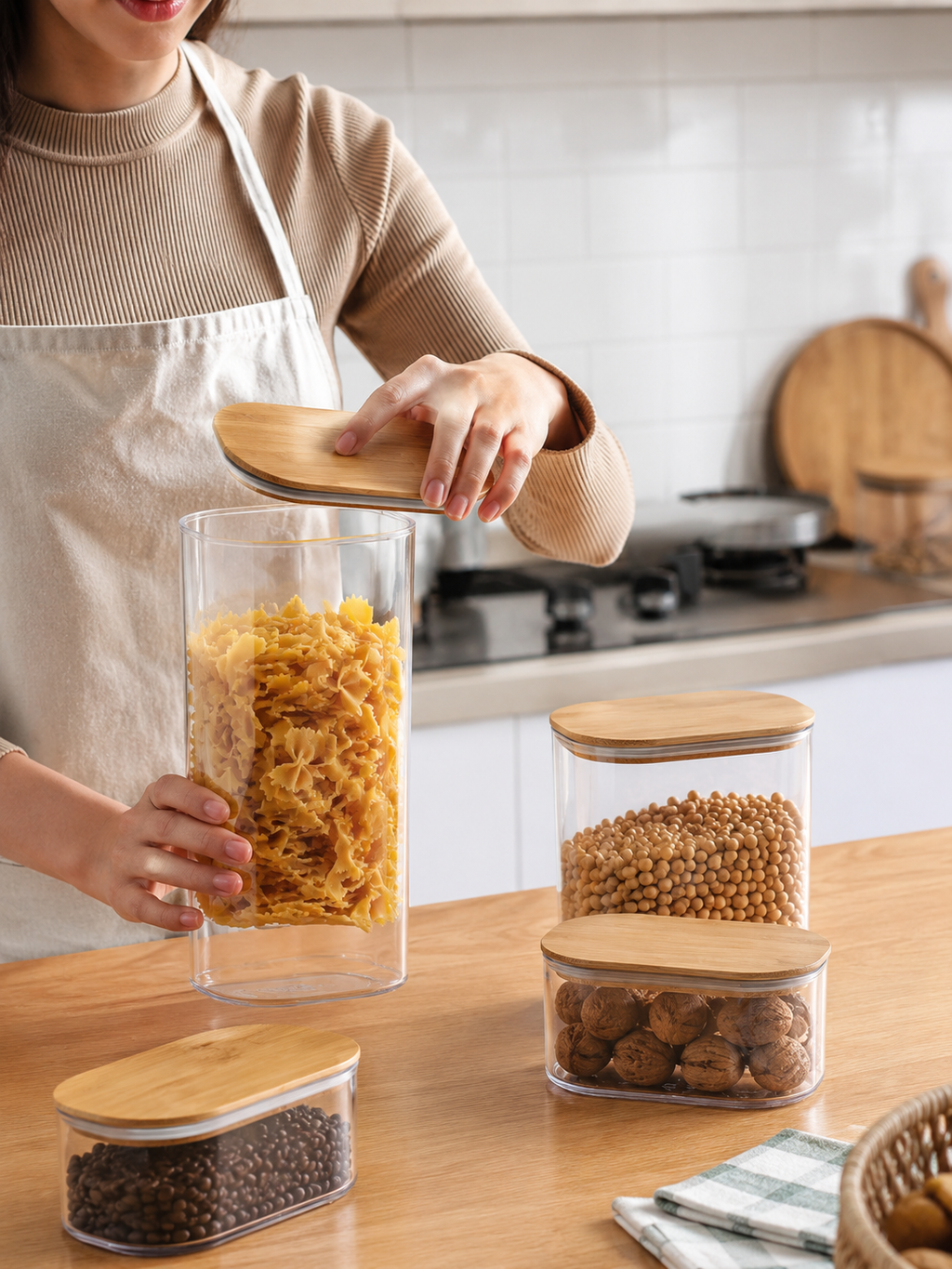 Potes Herméticos Transparentes para Alimentos e Mantimentos