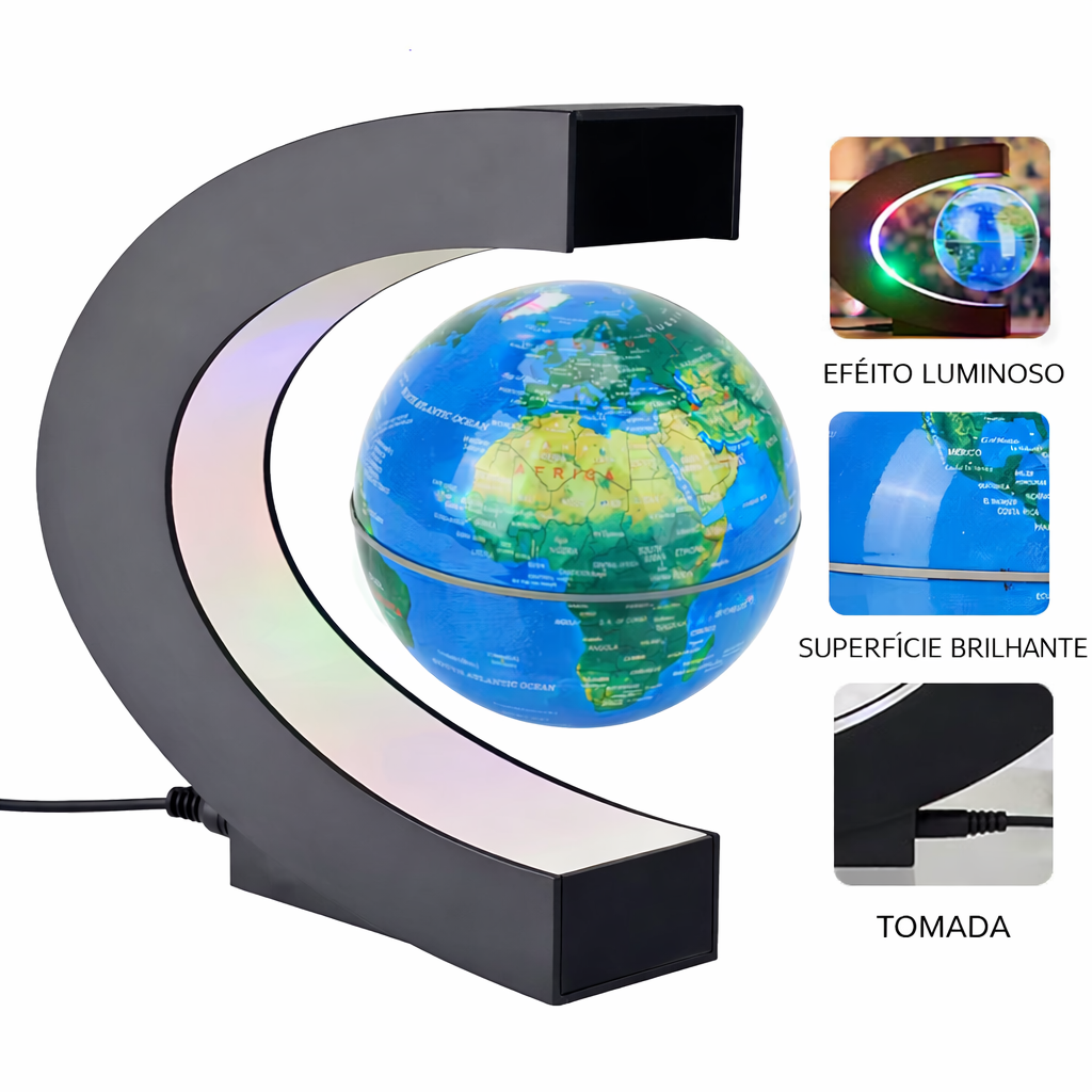 Globo Flutuante Magnético com LED – Iluminação Antigravidade