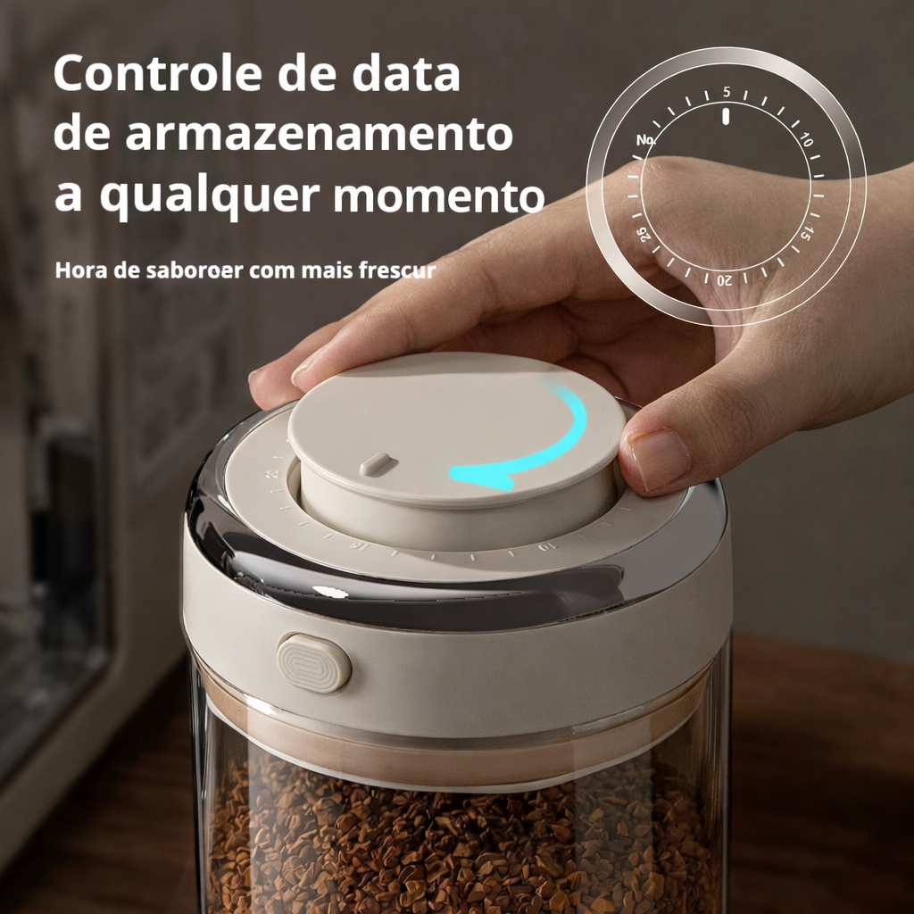 Pote Hermético a Vácuo com Controle de Data e Válvula de Liberação