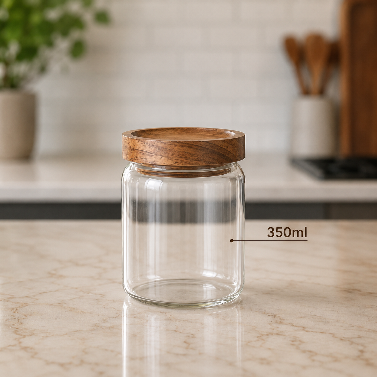 Pote Hermético de Vidro com Tampa de Bambu – Ideal para Café, Cereais, Grãos e Temperos