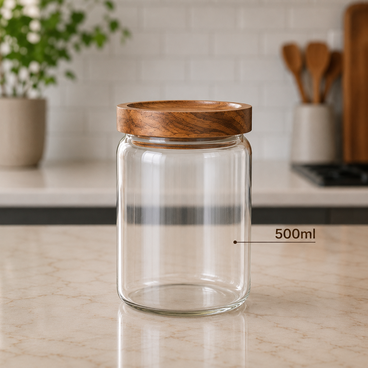Pote Hermético de Vidro com Tampa de Bambu – Ideal para Café, Cereais, Grãos e Temperos