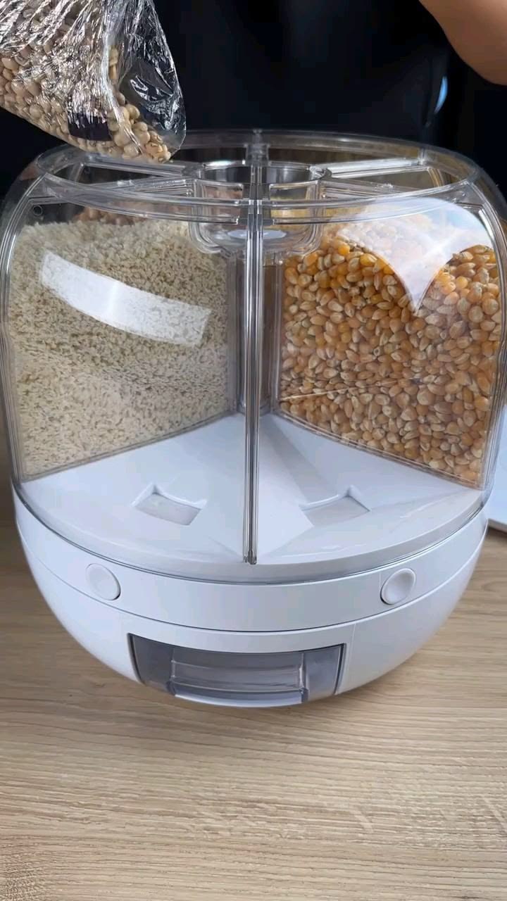 Dispensador de alimentos com rotação de 360° e 6 compartimentos - Recipiente Hermético