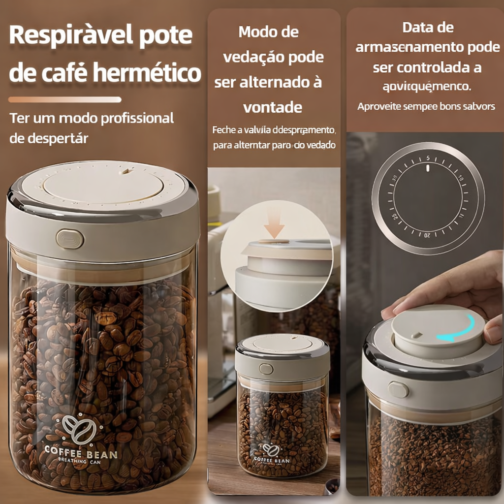 Pote Hermético a Vácuo com Controle de Data e Válvula de Liberação