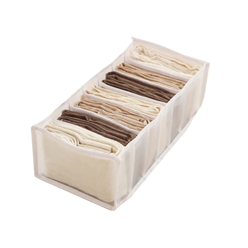 Organizador de Gavetas 7 Divisórias – Caixa Dobrável para Jeans, Roupas e Meias