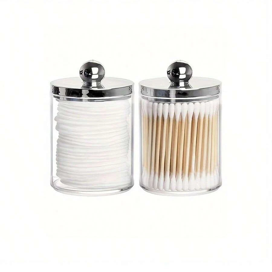 Organizador Acrílico Premium para Banheiro | Porta Algodão e Cotonetes com Tampa