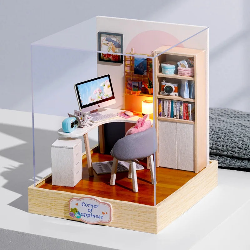 Casa de Bonecas Miniatura DIY – Decoração 3D com Móveis