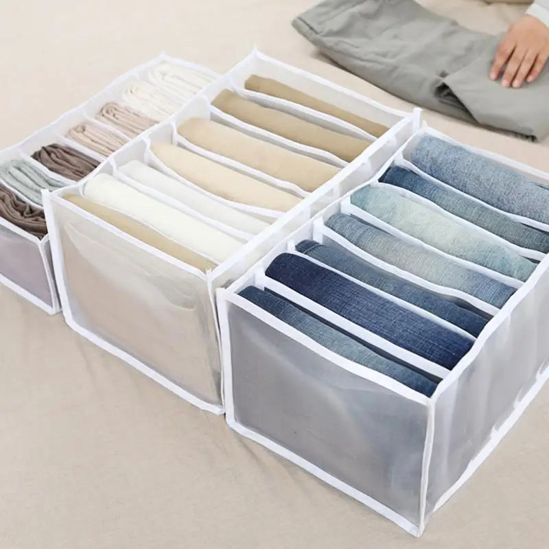 Organizador de Gavetas 7 Divisórias – Caixa Dobrável para Jeans, Roupas e Meias