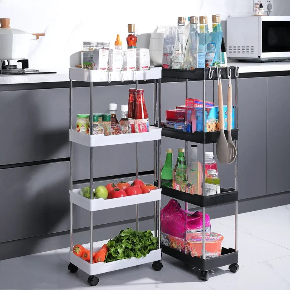 Carrinho Organizador Slim Multiuso com Prateleiras | Cozinha, Banheiro e Lavanderia