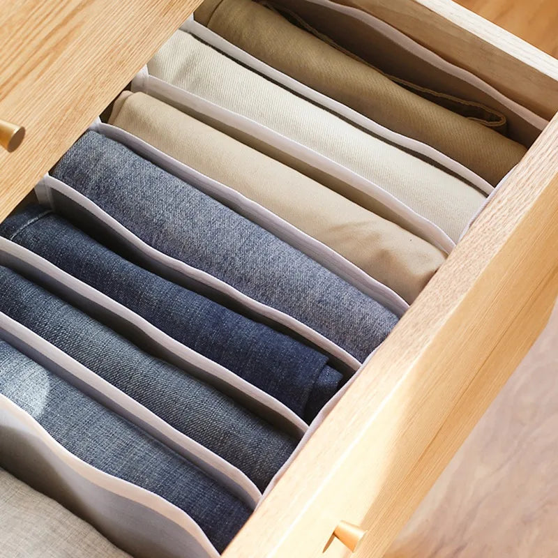 Organizador de Gavetas 7 Divisórias – Caixa Dobrável para Jeans, Roupas e Meias