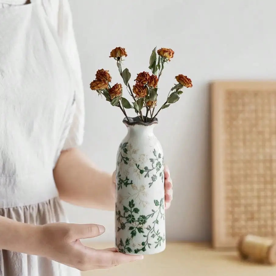 Vaso de Cerâmica Craquelada para Flores – Vaso Hidropônico Decorativo para Mesa