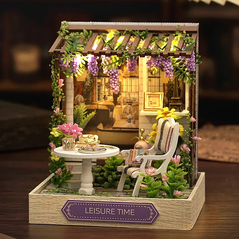 Casa de Bonecas Miniatura DIY – Decoração 3D com Móveis