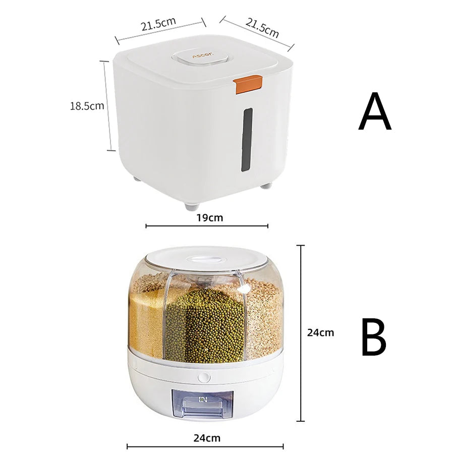 Dispensador de alimentos com rotação de 360° e 6 compartimentos - Recipiente Hermético