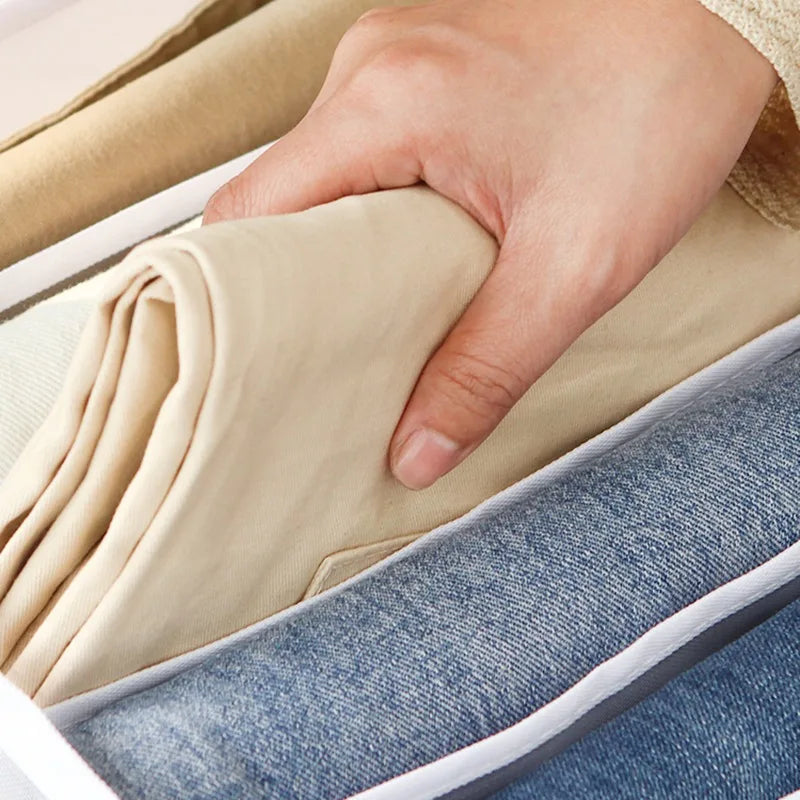 Organizador de Gavetas 7 Divisórias – Caixa Dobrável para Jeans, Roupas e Meias