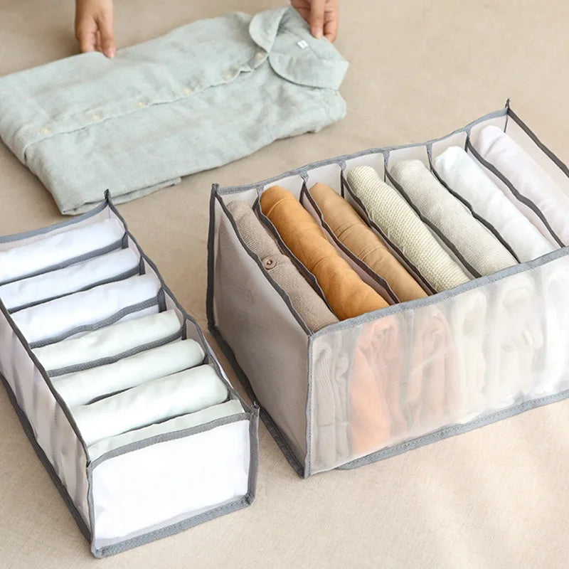 Organizador de Gavetas 7 Divisórias – Caixa Dobrável para Jeans, Roupas e Meias