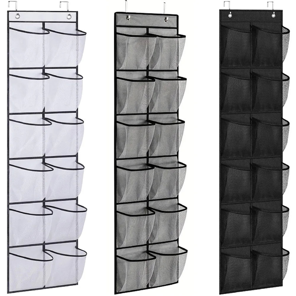 Sapateira Organizadora para Porta com 12 Bolsos Grandes e Visor Transparente | Inclui 2 Ganchos