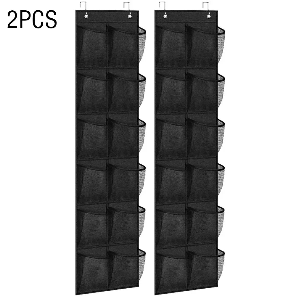 Sapateira Organizadora para Porta com 12 Bolsos Grandes e Visor Transparente | Inclui 2 Ganchos