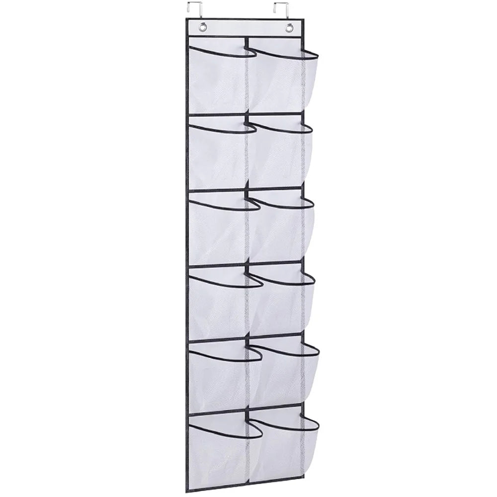 Sapateira Organizadora para Porta com 12 Bolsos Grandes e Visor Transparente | Inclui 2 Ganchos