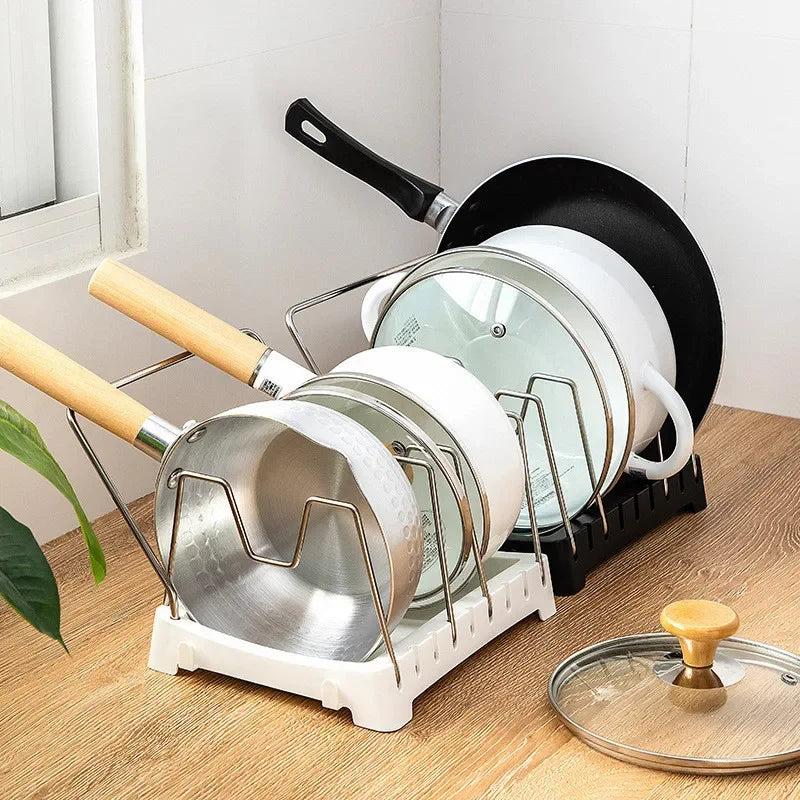 Organizador Expansível para Panelas e Tampas em Aço Inox - 6 compartimentos