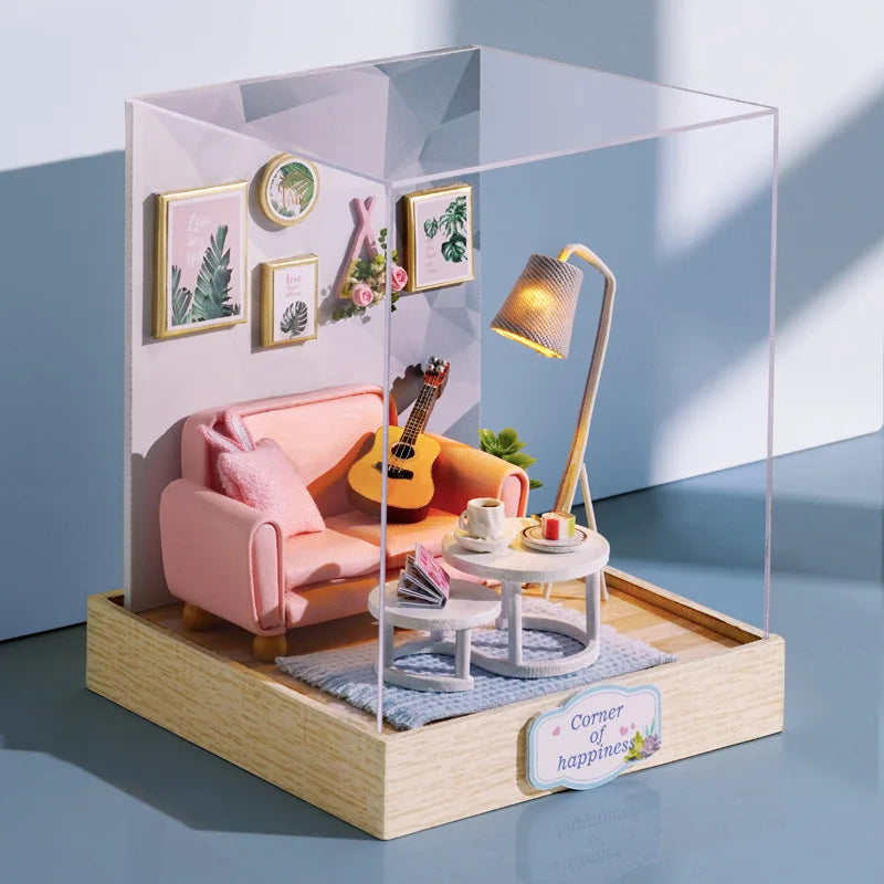 Casa de Bonecas Miniatura DIY – Decoração 3D com Móveis