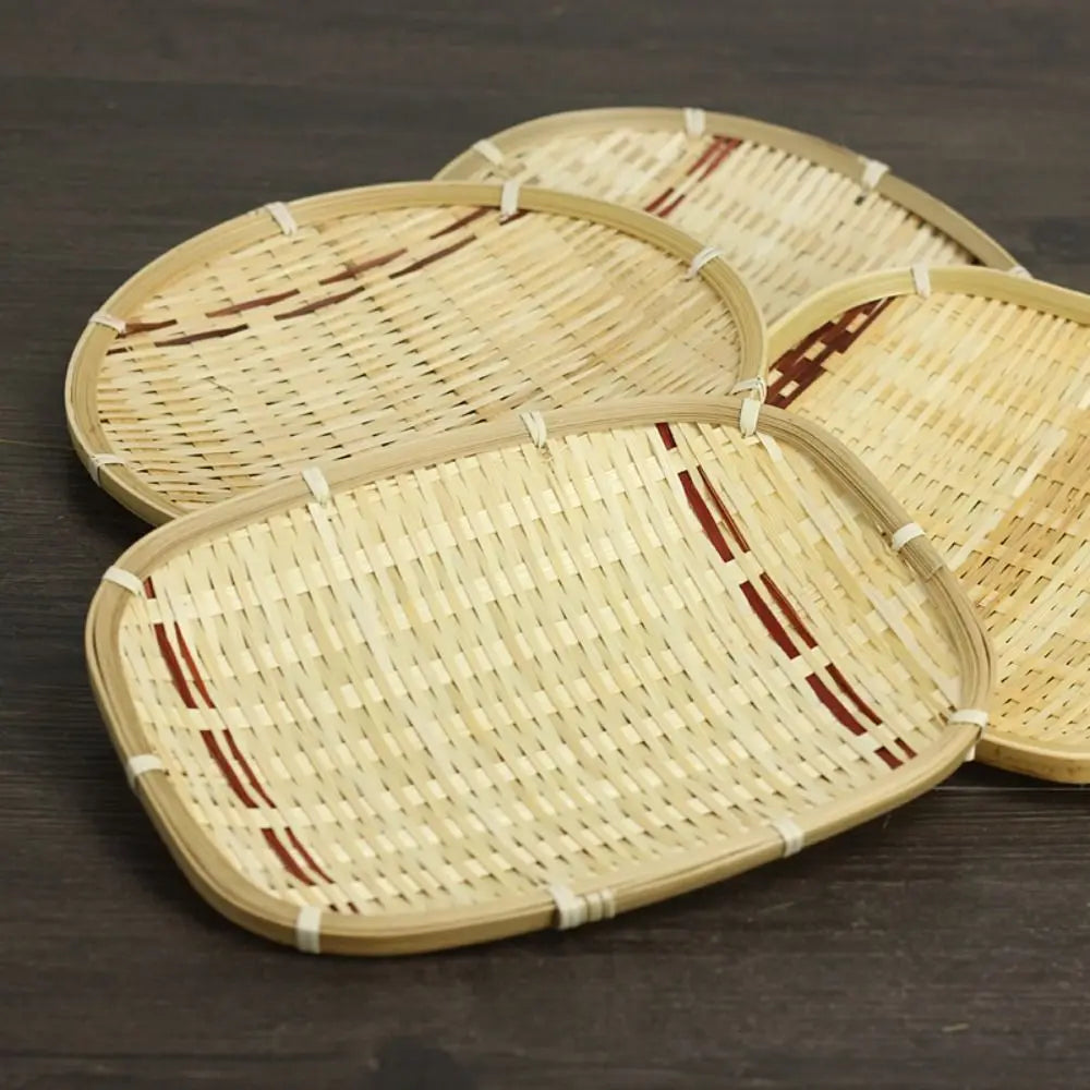 Bandeja Organizadora Trançada para Alimentos-Vegetais - Pães -  Bandeja de servir em Bambu
