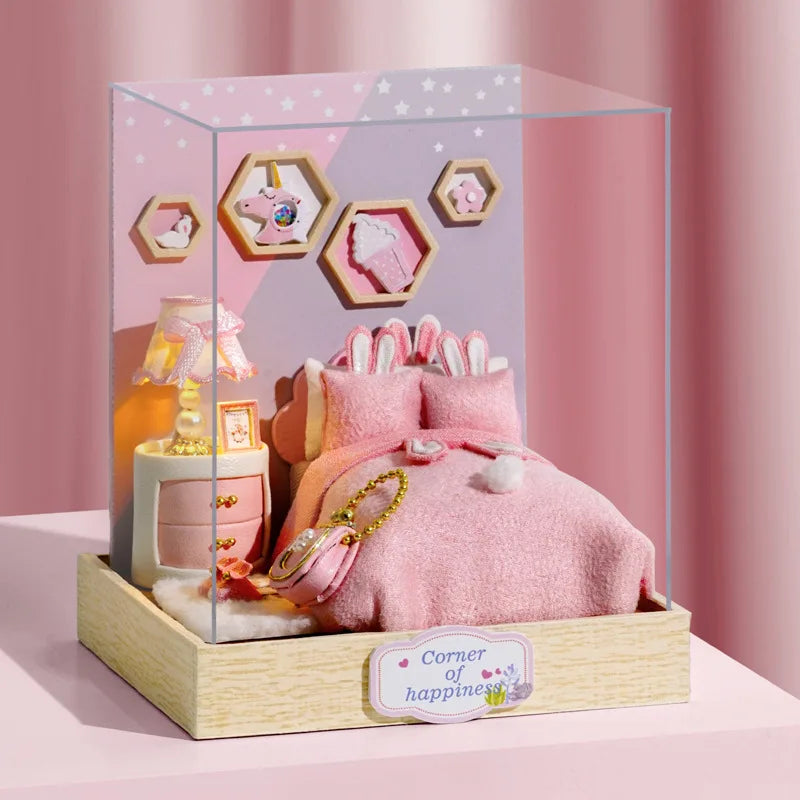 Casa de Bonecas Miniatura DIY – Decoração 3D com Móveis