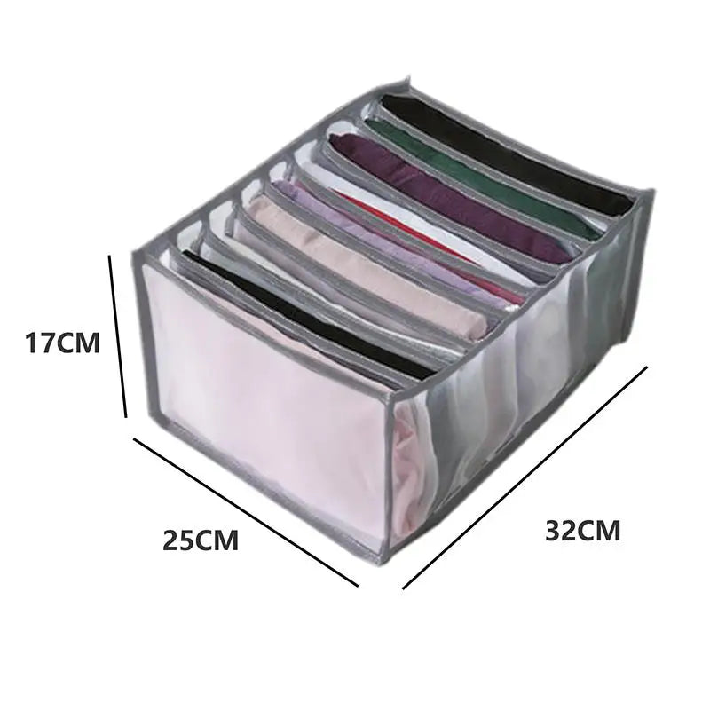 Organizador de Gavetas 7 Divisórias – Caixa Dobrável para Jeans, Roupas e Meias