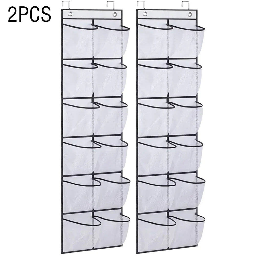Sapateira Organizadora para Porta com 12 Bolsos Grandes e Visor Transparente | Inclui 2 Ganchos