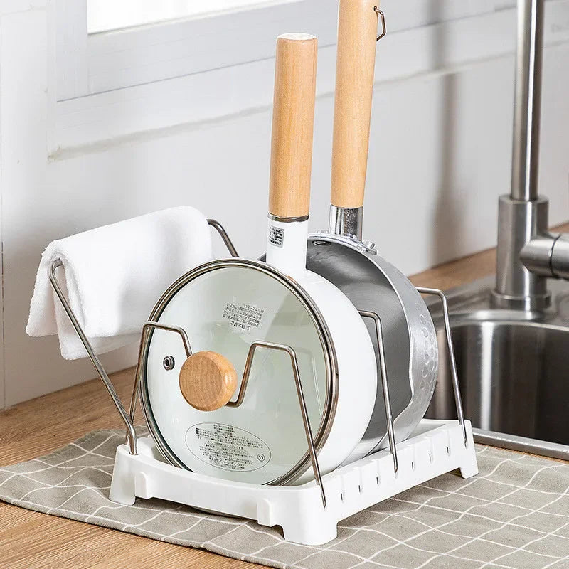 Organizador Expansível para Panelas e Tampas em Aço Inox - 6 compartimentos