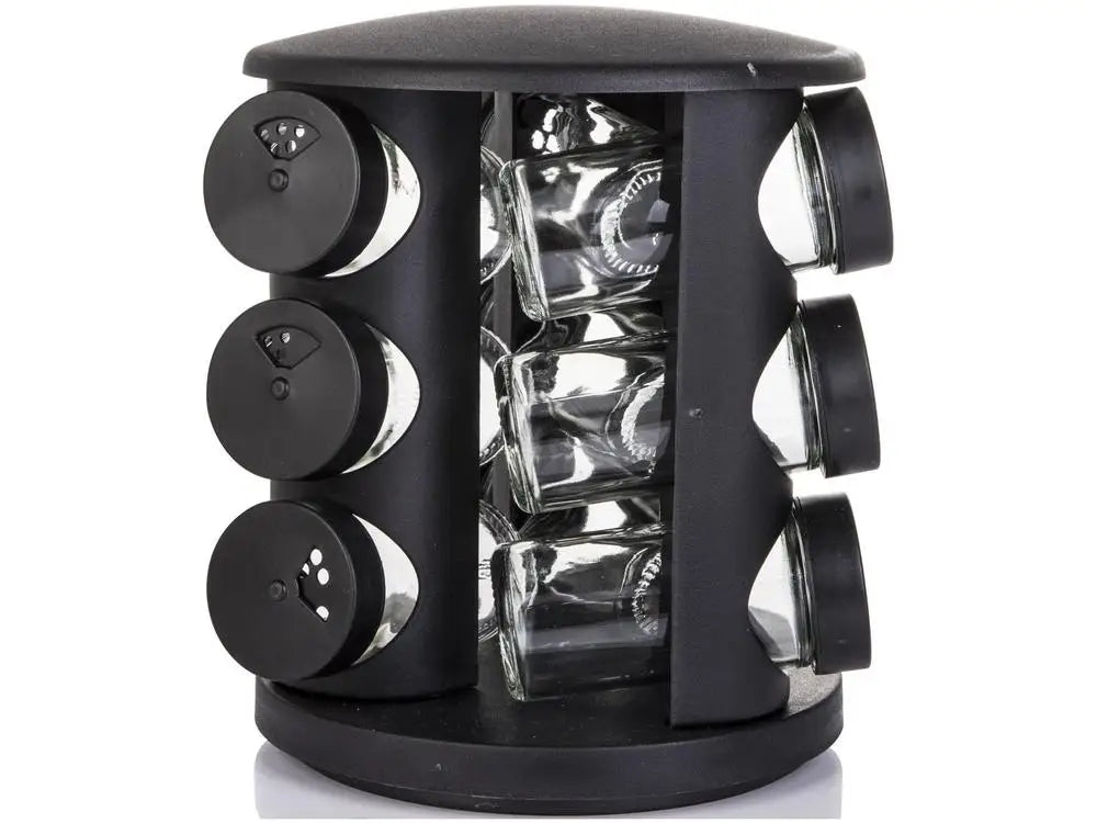 Porta-Tempero de Vidro com Suporte Giratório - 10 Peças