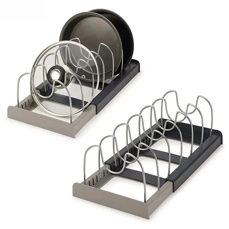 Organizador Expansível para Panelas e Tampas em Aço Inox - 6 compartimentos