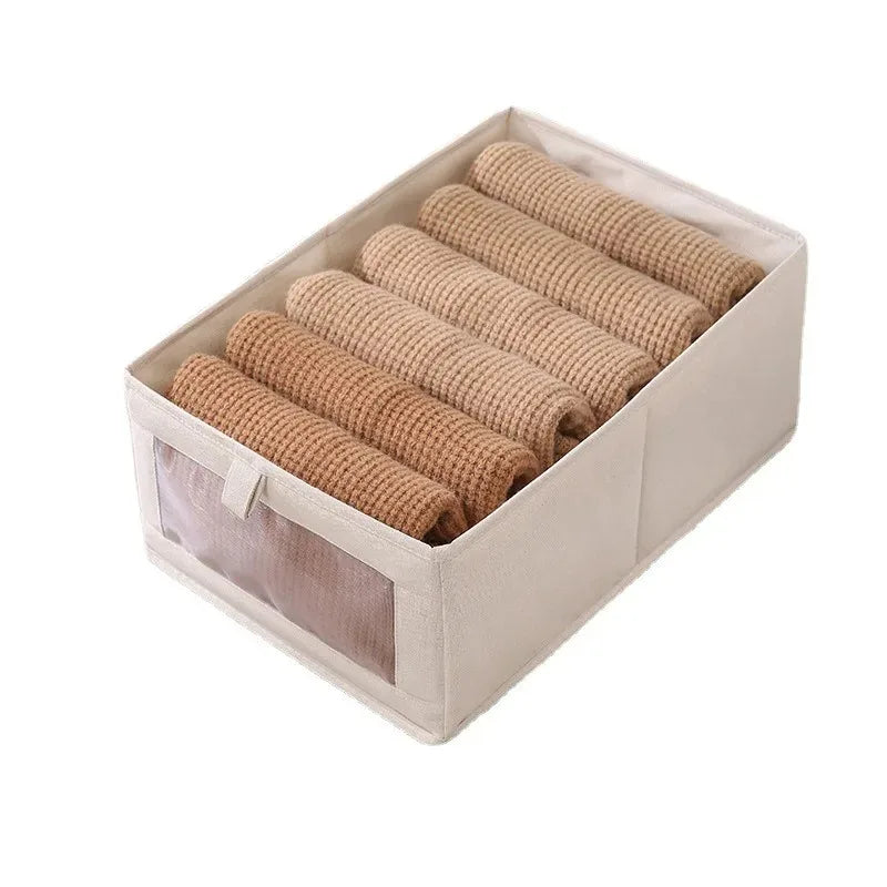 Organizador Dobrável Premium –  Tecido Linho -  Ideal para Gavetas e Guarda-Roupas
