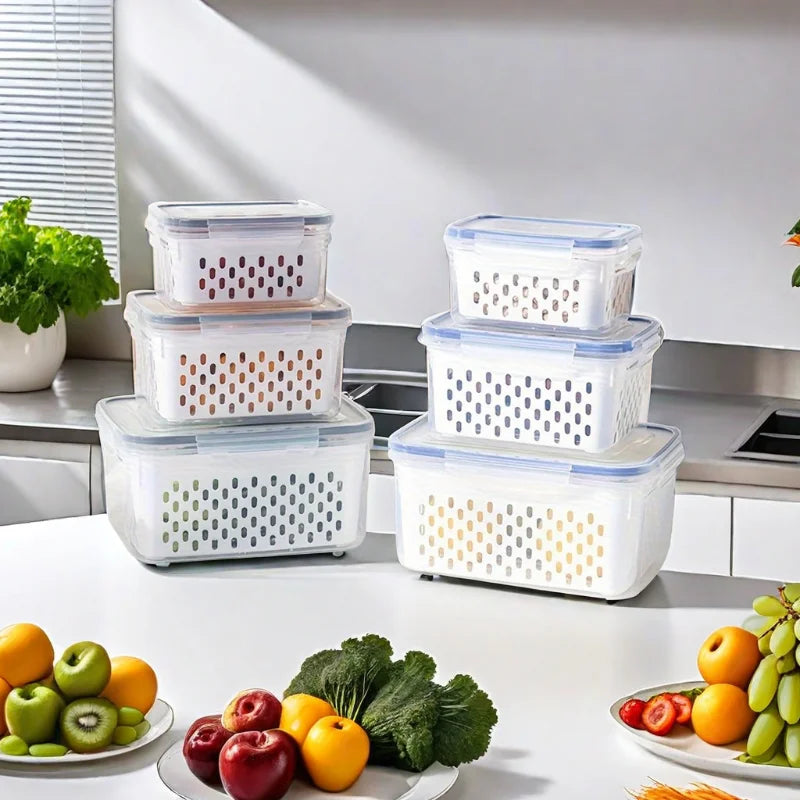 Kit 3 Pote Hermético para Frutas e Vegetais | Conservação e Organização na Geladeira