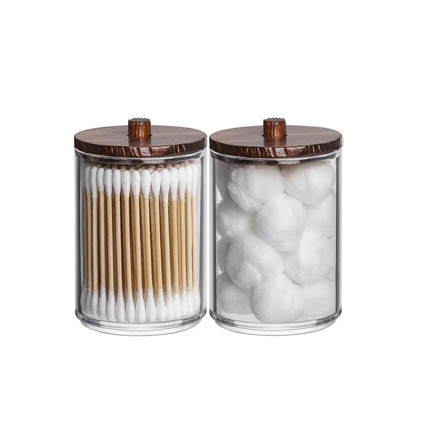 Kit Organizador para Banheiro em Acrílico Transparente – Porta Cotonetes, Algodão e Acessórios (1, 2, 3 ou 4 Peças