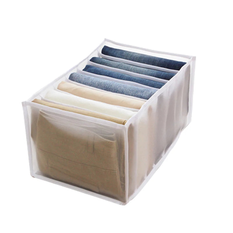 Organizador de Gavetas 7 Divisórias – Caixa Dobrável para Jeans, Roupas e Meias