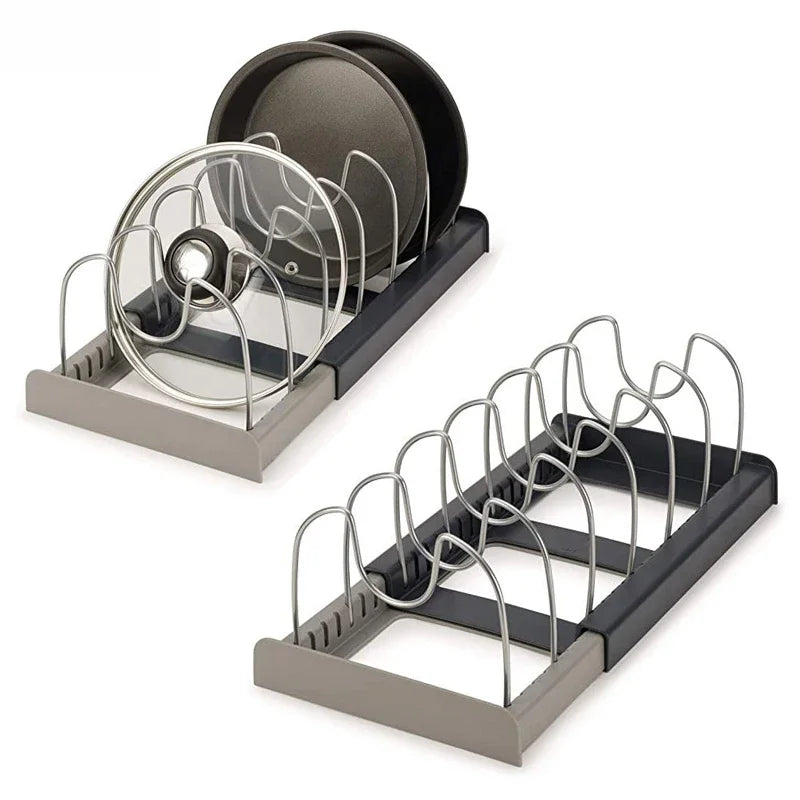 Organizador Expansível para Panelas e Tampas em Aço Inox - 6 compartimentos