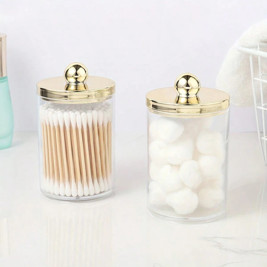 Organizador Acrílico Premium para Banheiro | Porta Algodão e Cotonetes com Tampa