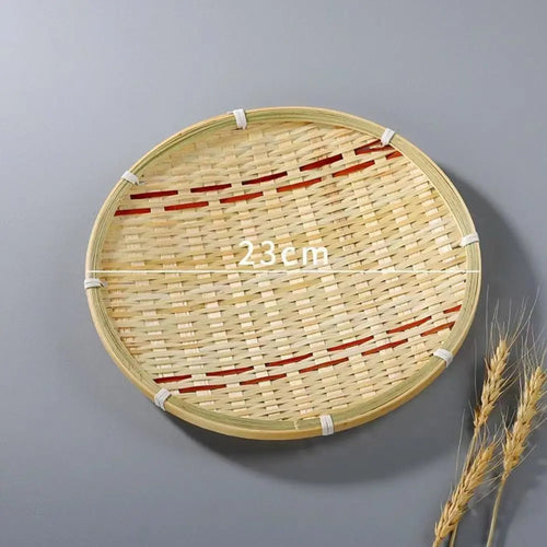Bandeja Organizadora Trançada para Alimentos-Vegetais - Pães -  Bandeja de servir em Bambu