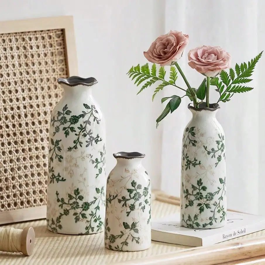 Vaso de Cerâmica Craquelada para Flores – Vaso Hidropônico Decorativo para Mesa