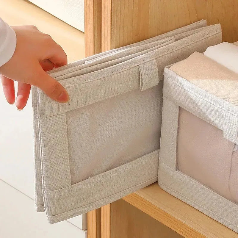 Organizador Dobrável Premium –  Tecido Linho -  Ideal para Gavetas e Guarda-Roupas