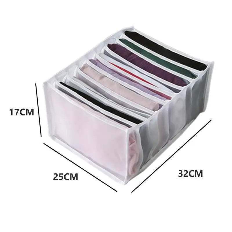 Organizador de Gavetas 7 Divisórias – Caixa Dobrável para Jeans, Roupas e Meias
