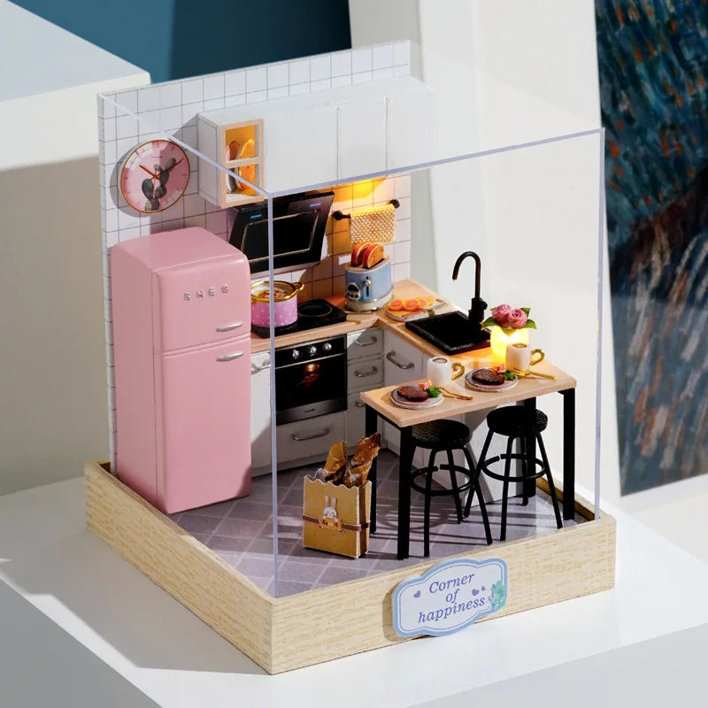 Casa de Bonecas Miniatura DIY – Decoração 3D com Móveis
