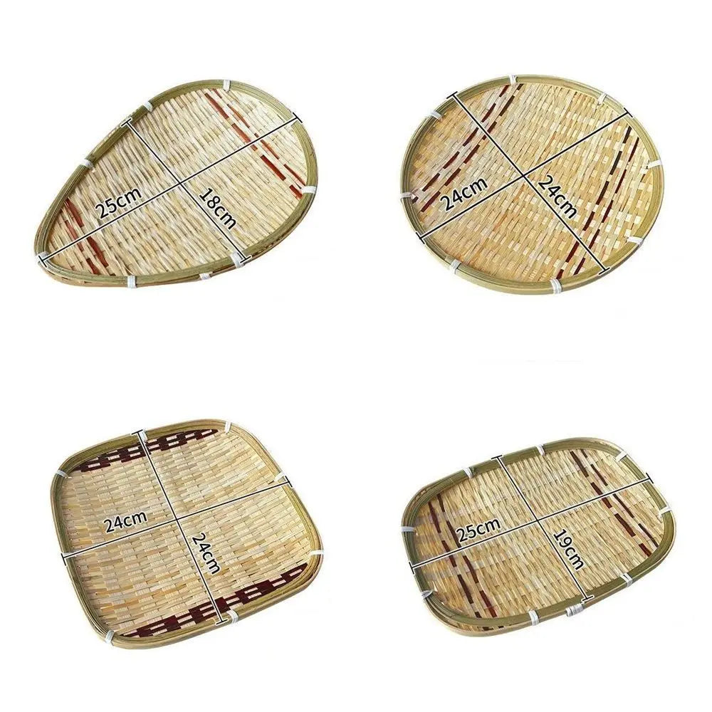 Bandeja Organizadora Trançada para Alimentos-Vegetais - Pães -  Bandeja de servir em Bambu