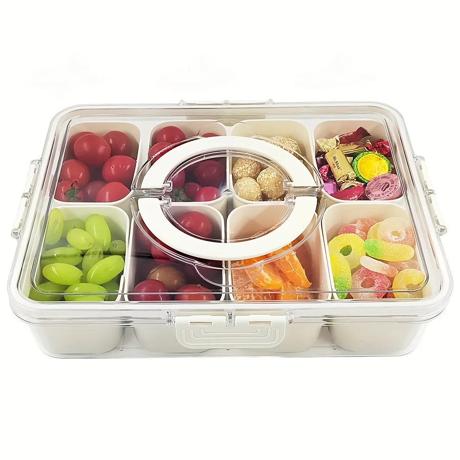 Bandeja Organizadora Portátil para Lanches, Frios, Petiscos, Frutas e Snacks com Tampa