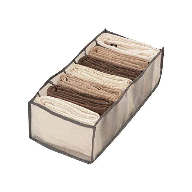 Organizador de Gavetas 7 Divisórias – Caixa Dobrável para Jeans, Roupas e Meias