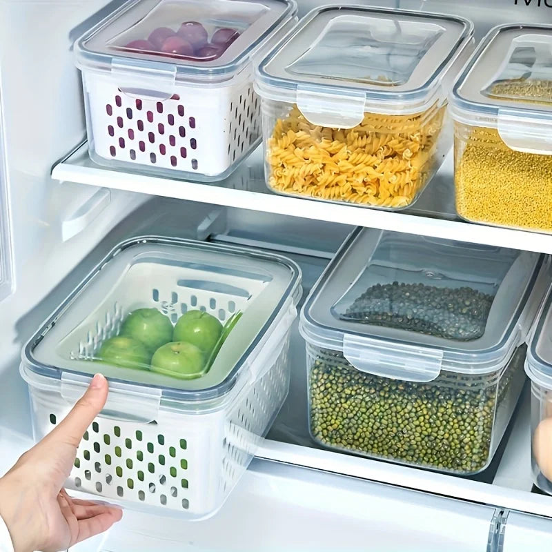Kit 3 Pote Hermético para Frutas e Vegetais | Conservação e Organização na Geladeira