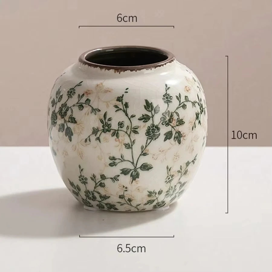 Vaso de Cerâmica Craquelada para Flores – Vaso Hidropônico Decorativo para Mesa