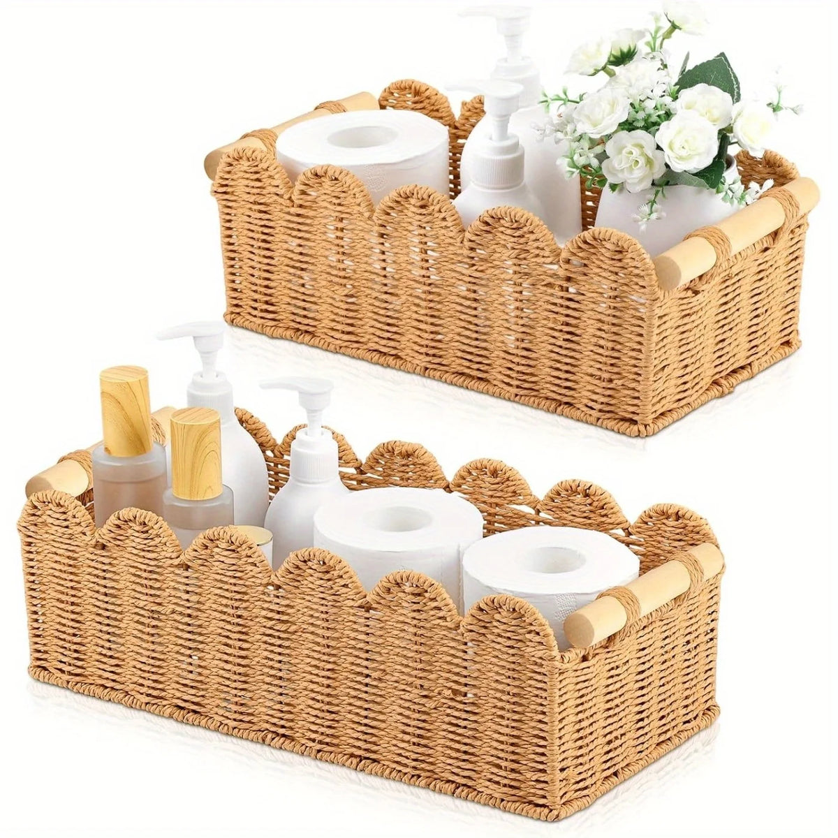 Cesta Organizadora Trançada em Bambu - Organizador para Mesa, Chá, Cosméticos, Snacks e Brinquedos